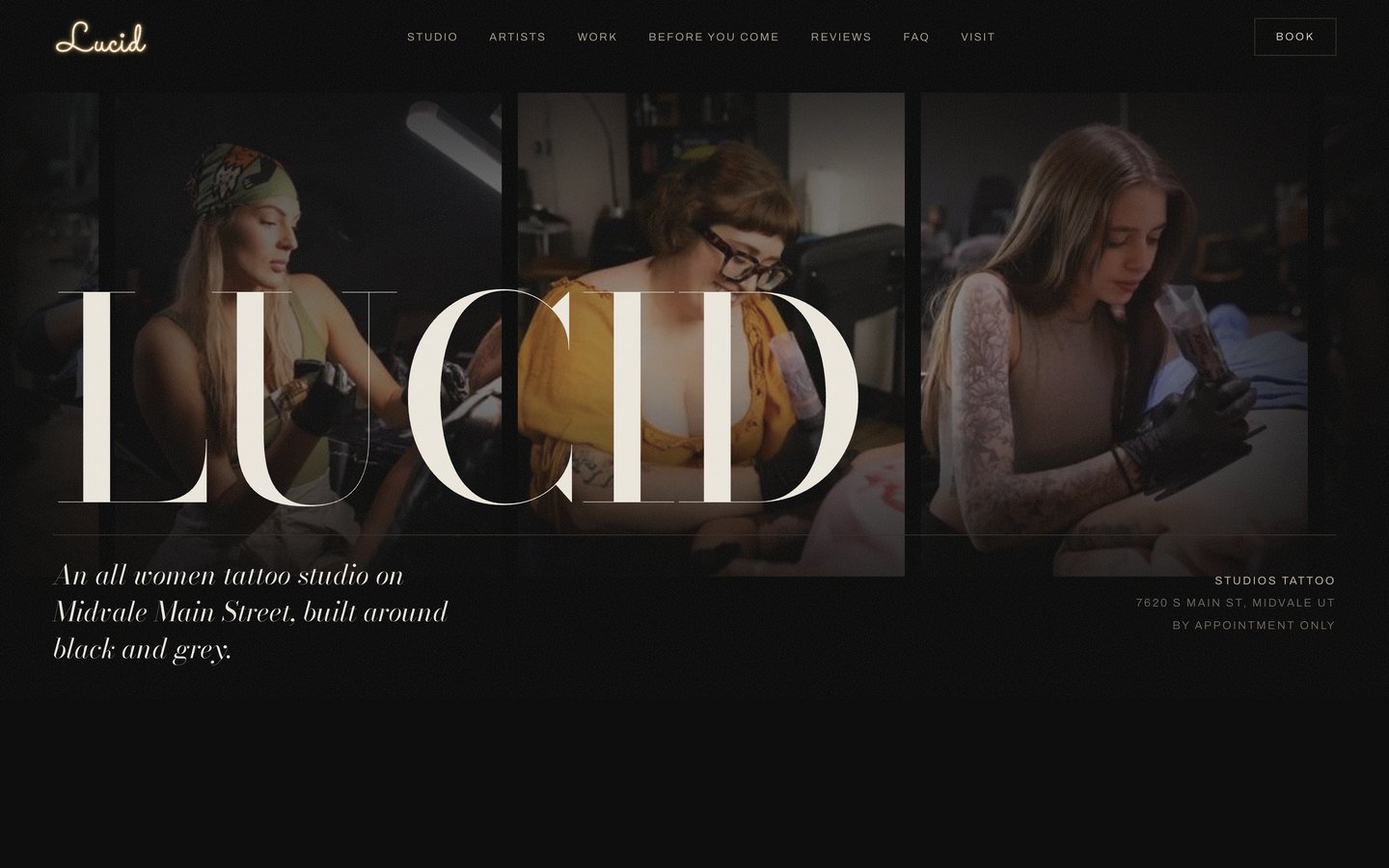 Lucid Tattoo Studios website