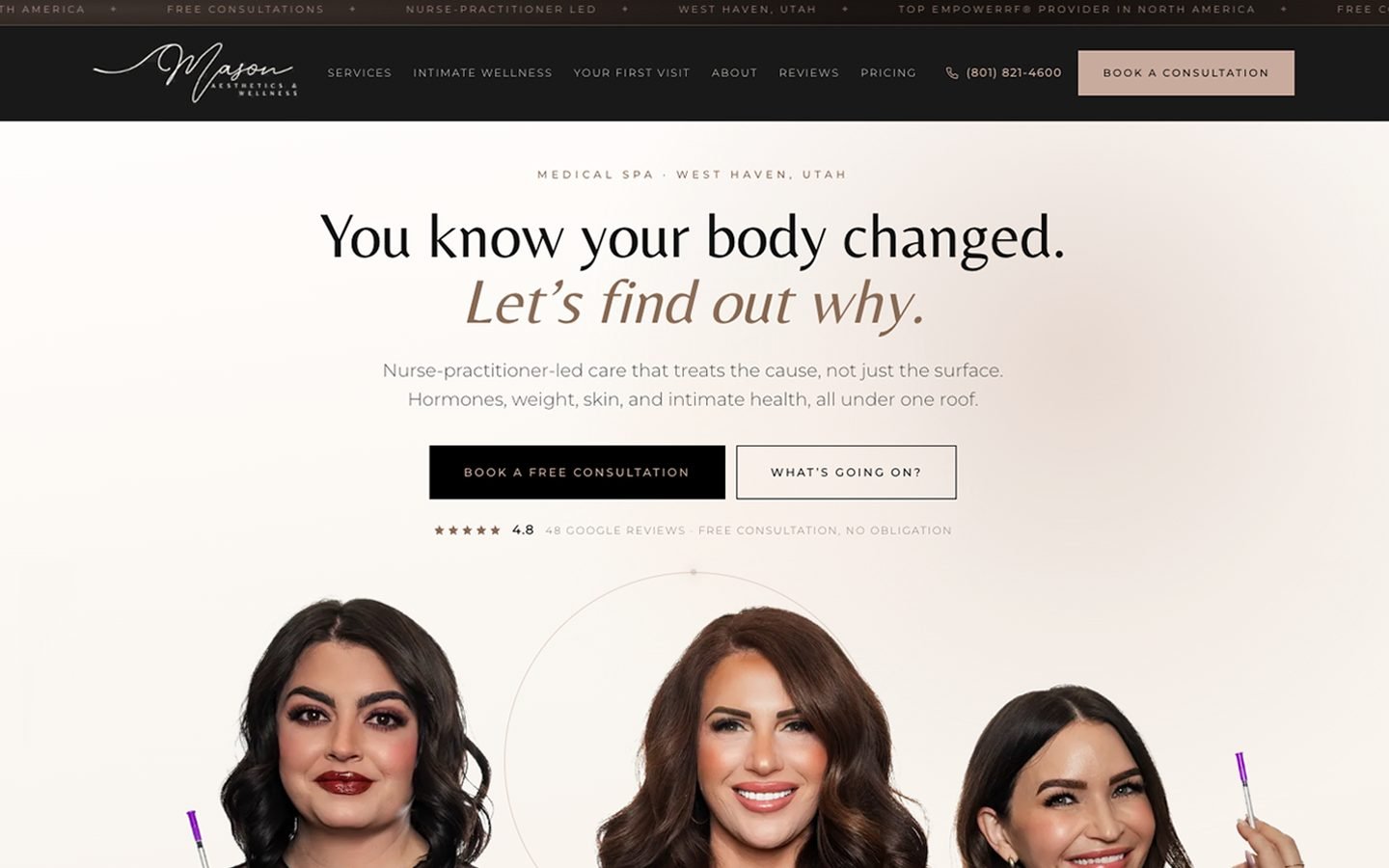 Mason Aesthetics and Wellness website