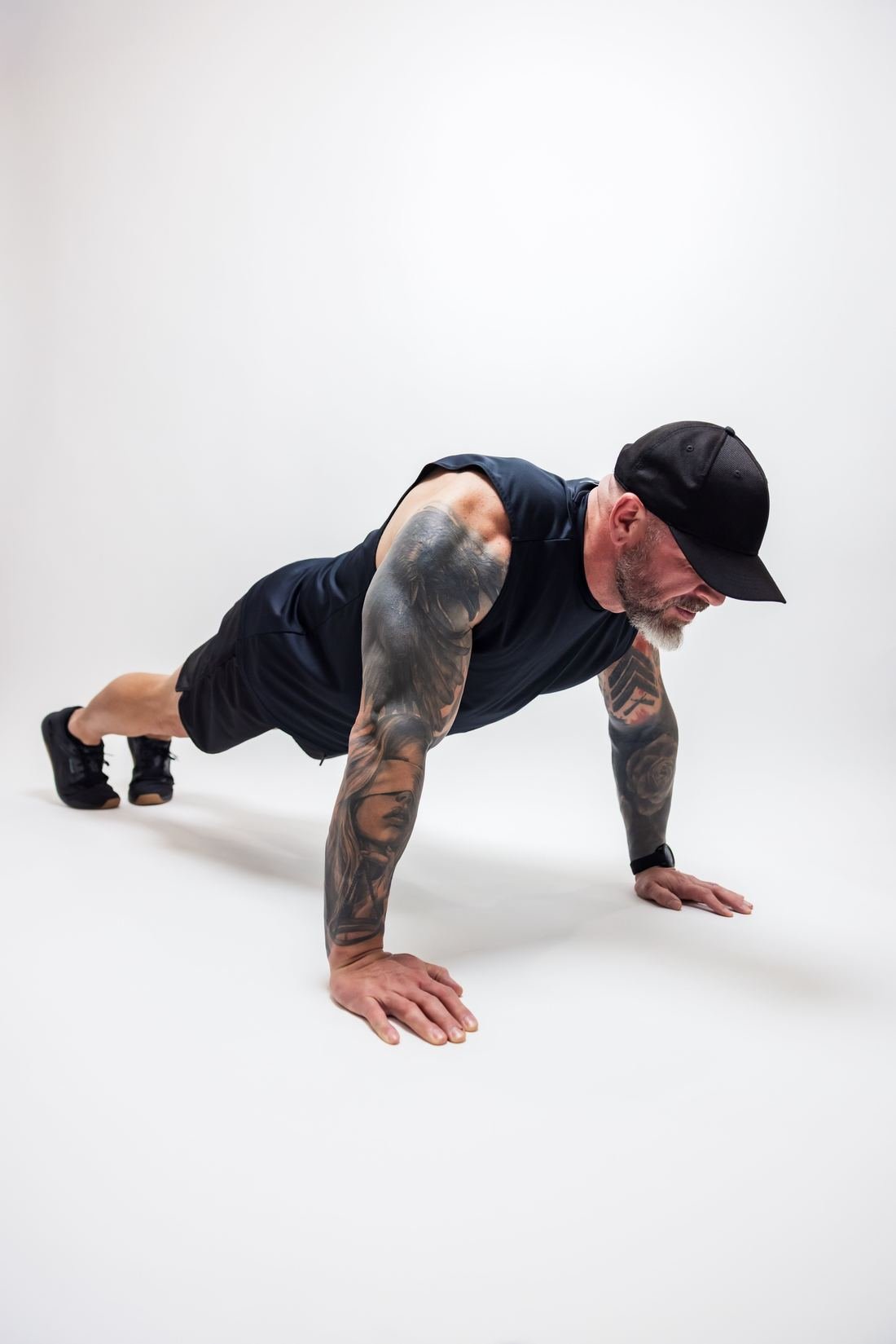 Studio portrait of an athlete mid push up
