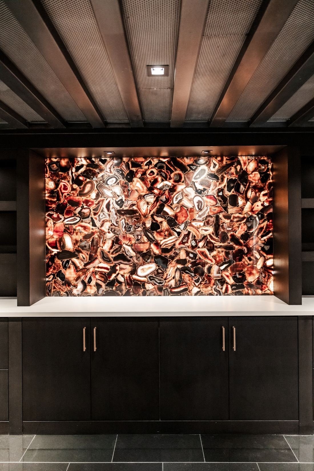 Lounge interior with feature lighting